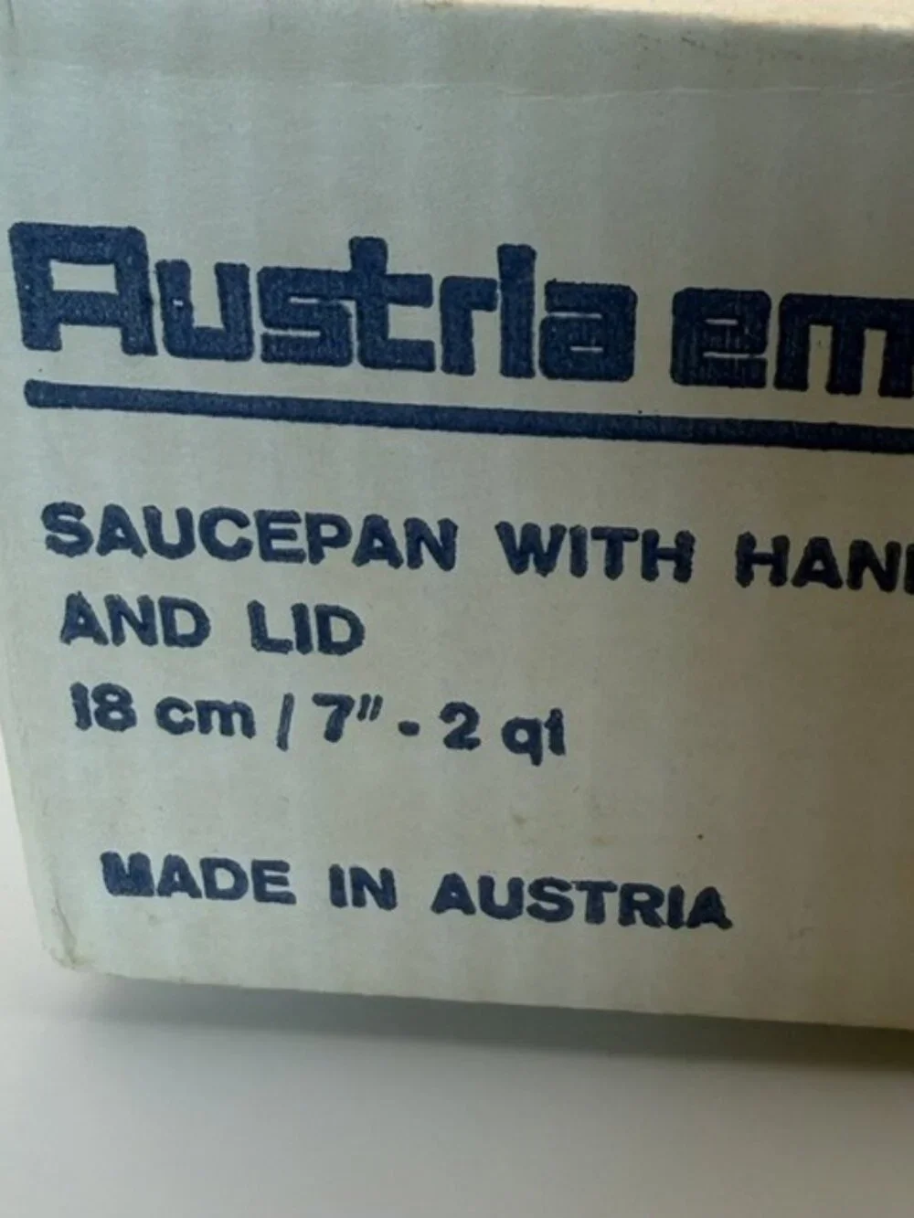 Austria Email Universal 8” Enamel Saucepan Cobalt Blue & Green ST-18 Vintage NEW